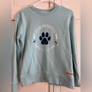 Life Is Good Light Blue Dog Rescue Sweatshirt